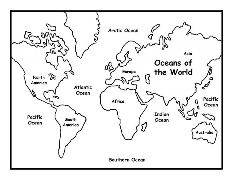 5 Oceans Blank Map