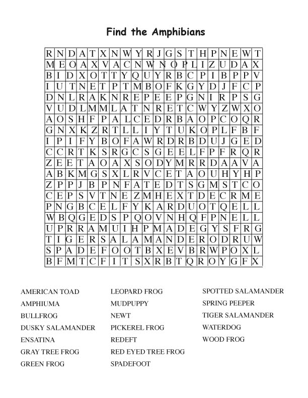 Amphibian Word Search (Adult)