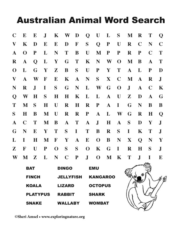 Animal Word Searches Printable Printable World Holiday