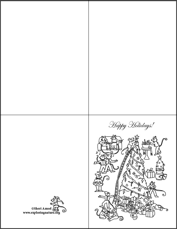 Mouse Holiday Gift Cards - Color Your Own