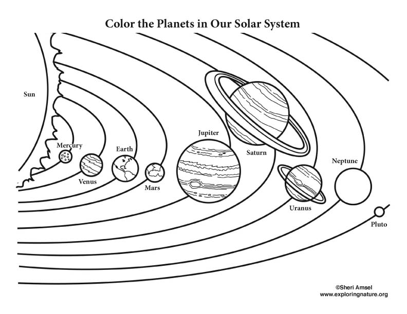 the planets in our solar system in black and white color